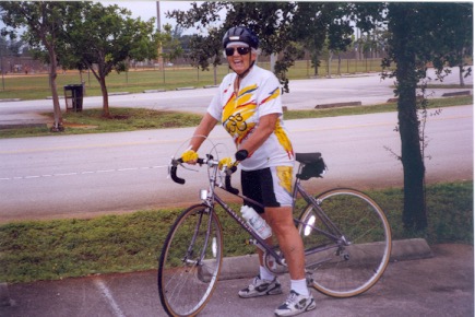 Dorothy Katz, bicycling in Florida, 1998 (age 75)