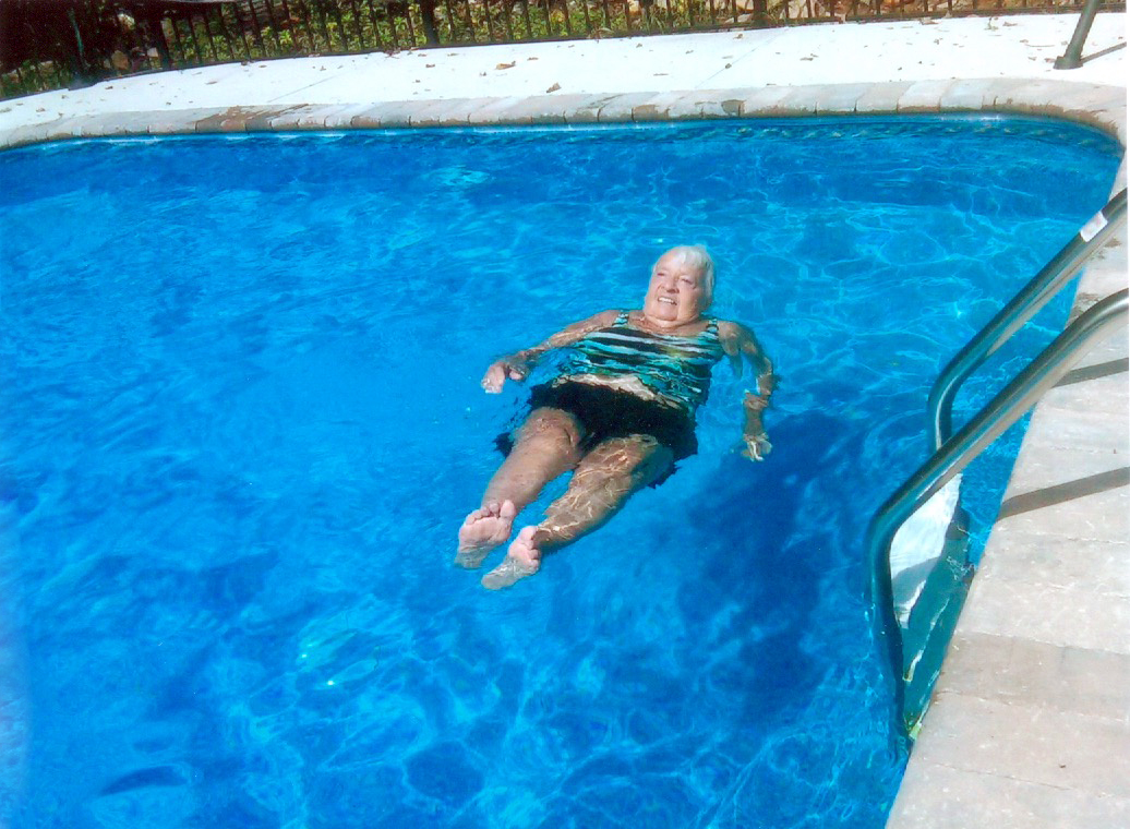 Dorothy Katz's last swim in my pool, fall 2011 (age 88)