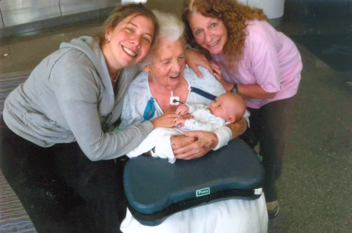 Four generations: Dorothy Katz with Laura, granddaughter Alix and great grandson Zinn, spring 2013